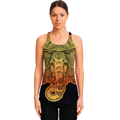 Indian Tribal Spiritual Elephant Print Women's Racerback Tank Top