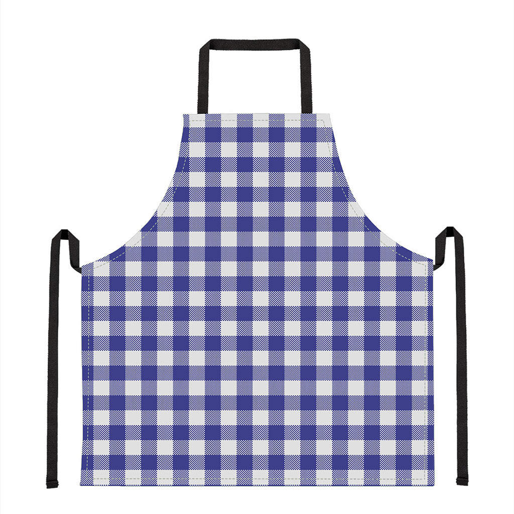 Indigo Blue And White Gingham Print Apron