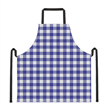 Indigo Blue And White Gingham Print Apron