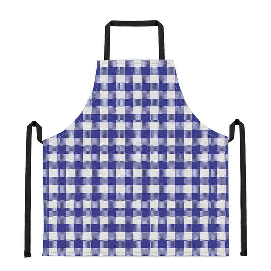 Indigo Blue And White Gingham Print Apron