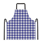 Indigo Blue And White Gingham Print Apron
