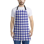 Indigo Blue And White Gingham Print Apron