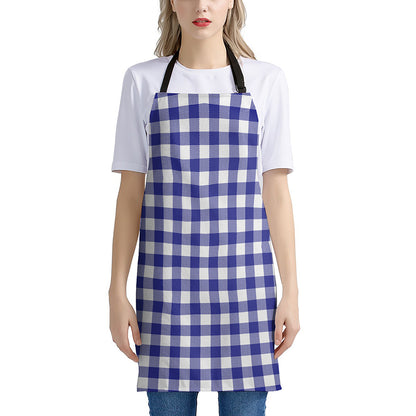 Indigo Blue And White Gingham Print Apron