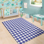 Indigo Blue And White Gingham Print Area Rug