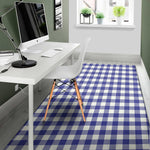 Indigo Blue And White Gingham Print Area Rug