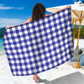 Indigo Blue And White Gingham Print Beach Sarong Wrap