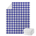 Indigo Blue And White Gingham Print Blanket