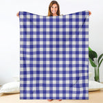 Indigo Blue And White Gingham Print Blanket
