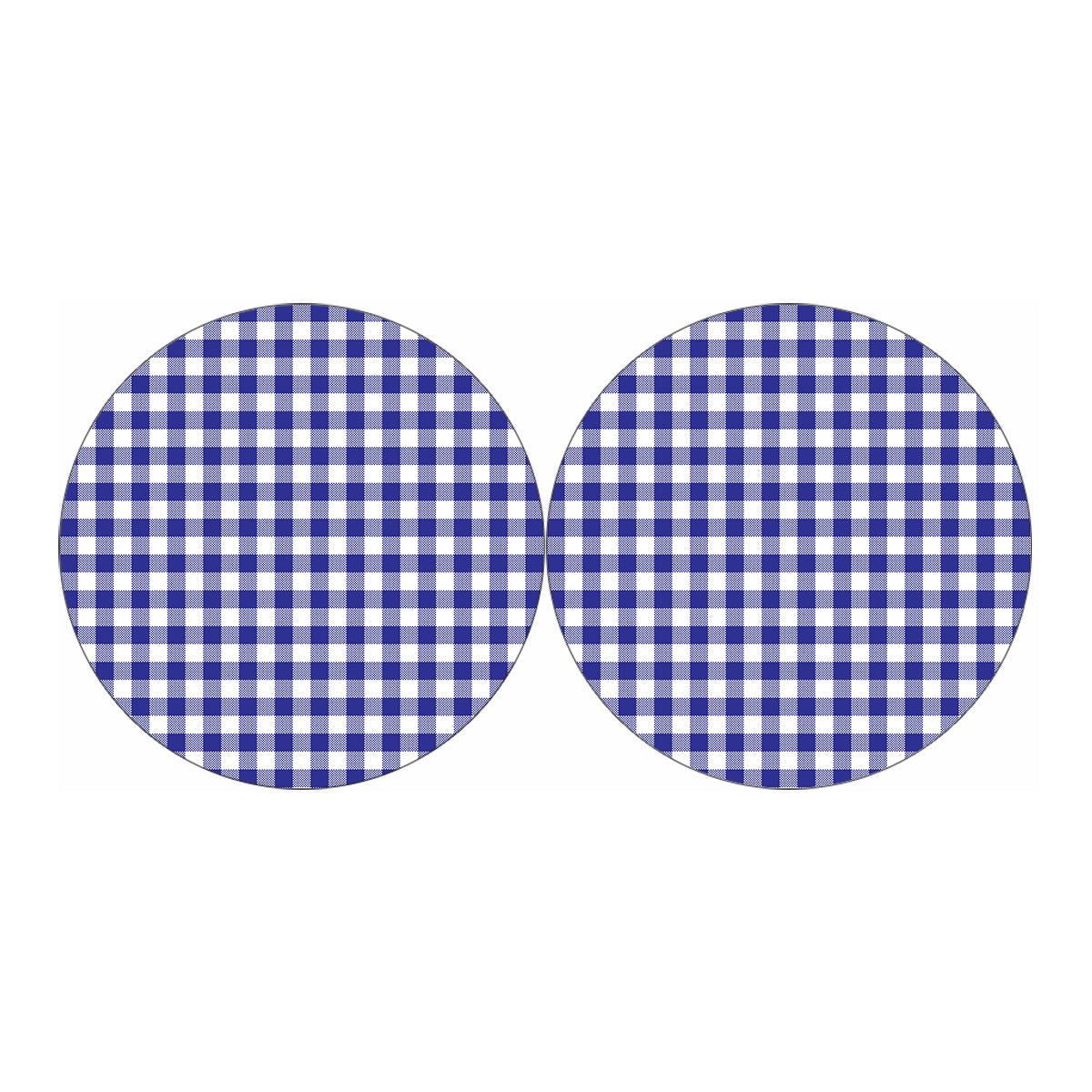 Indigo Blue And White Gingham Print Car Coasters