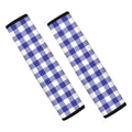 Indigo Blue And White Gingham Print Car Seat Belt Covers