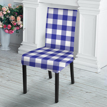 Indigo Blue And White Gingham Print Dining Chair Slipcover