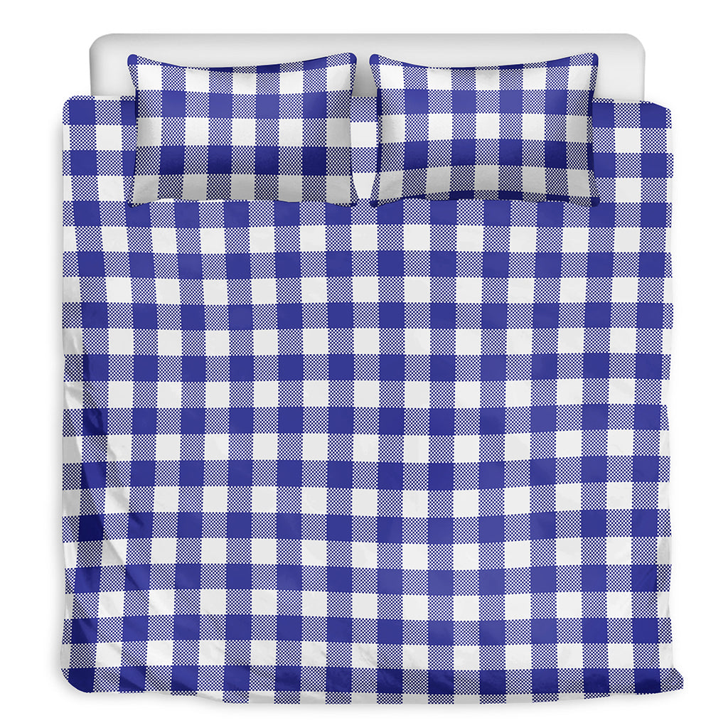 Indigo Blue And White Gingham Print Duvet Cover Bedding Set