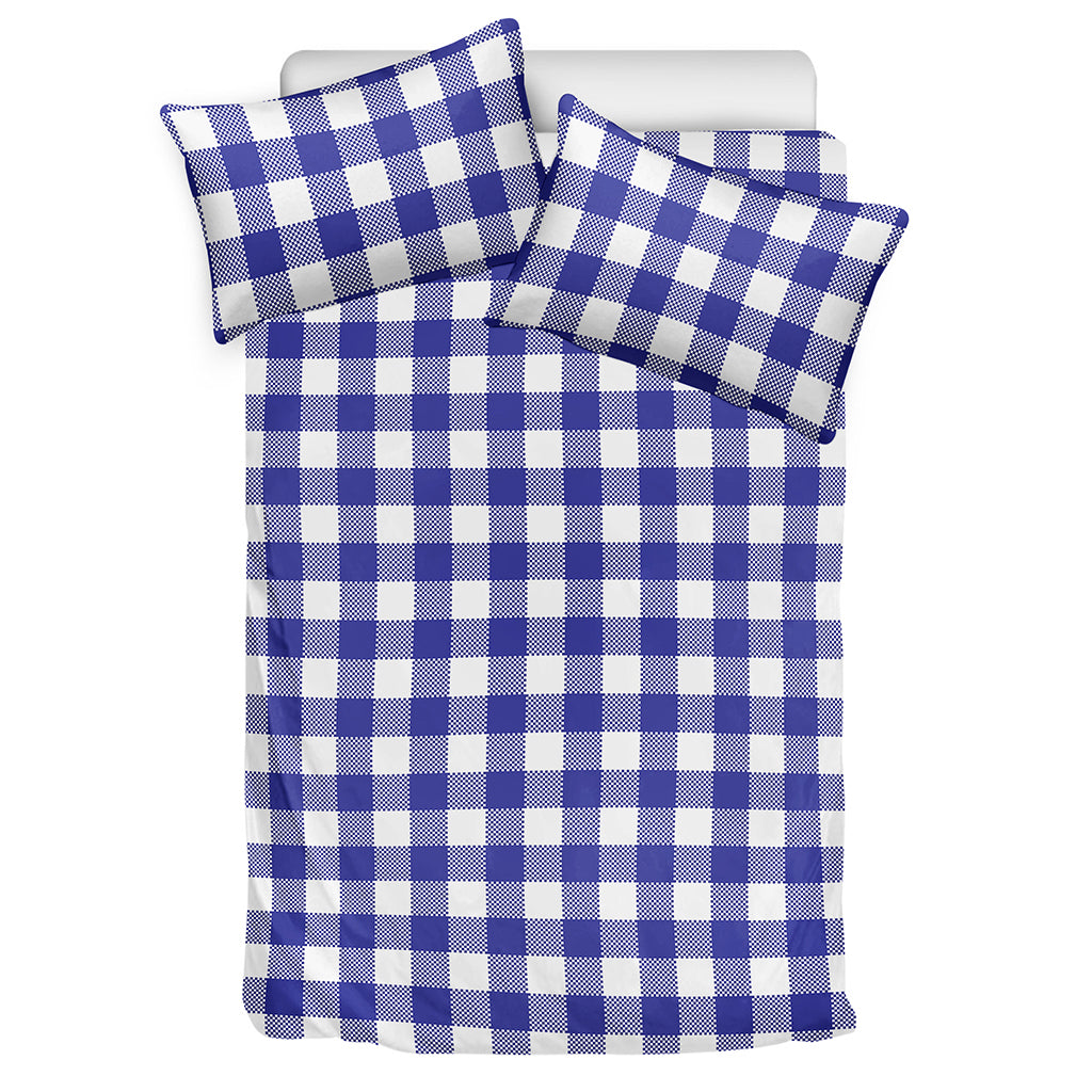 Indigo Blue And White Gingham Print Duvet Cover Bedding Set