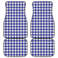 Indigo Blue And White Gingham Print Front and Back Car Floor Mats