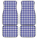 Indigo Blue And White Gingham Print Front and Back Car Floor Mats