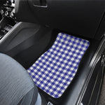 Indigo Blue And White Gingham Print Front and Back Car Floor Mats