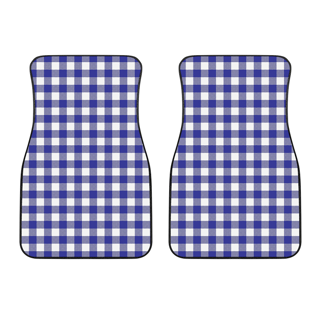 Indigo Blue And White Gingham Print Front Car Floor Mats