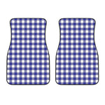 Indigo Blue And White Gingham Print Front Car Floor Mats