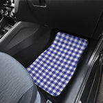 Indigo Blue And White Gingham Print Front Car Floor Mats
