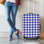 Indigo Blue And White Gingham Print Luggage Cover