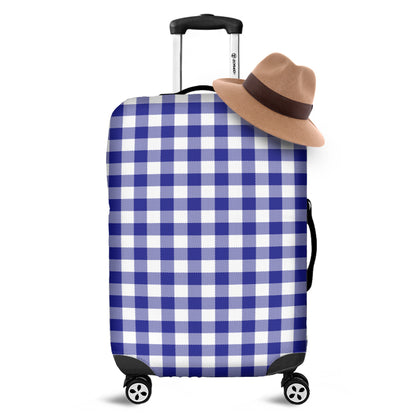 Indigo Blue And White Gingham Print Luggage Cover