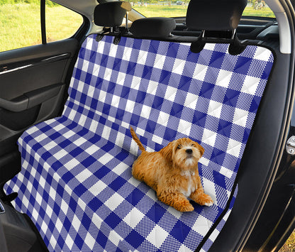 Indigo Blue And White Gingham Print Pet Car Back Seat Cover