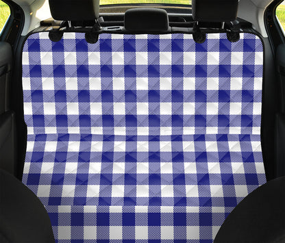 Indigo Blue And White Gingham Print Pet Car Back Seat Cover
