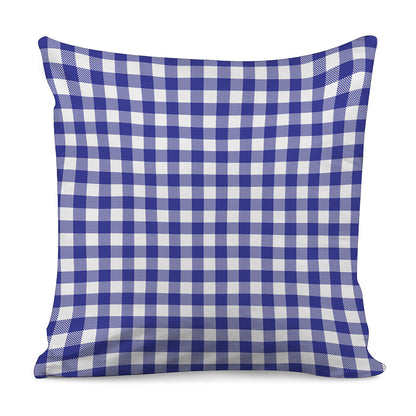 Indigo Blue And White Gingham Print Pillow Cover