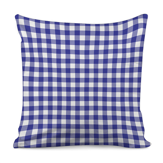 Indigo Blue And White Gingham Print Pillow Cover