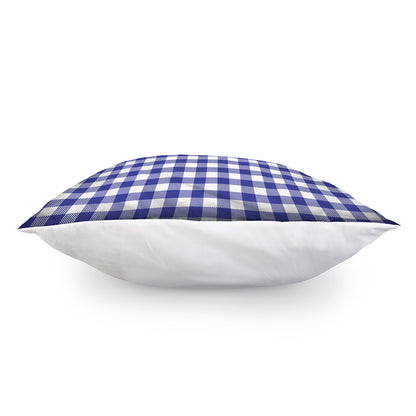 Indigo Blue And White Gingham Print Pillow Cover