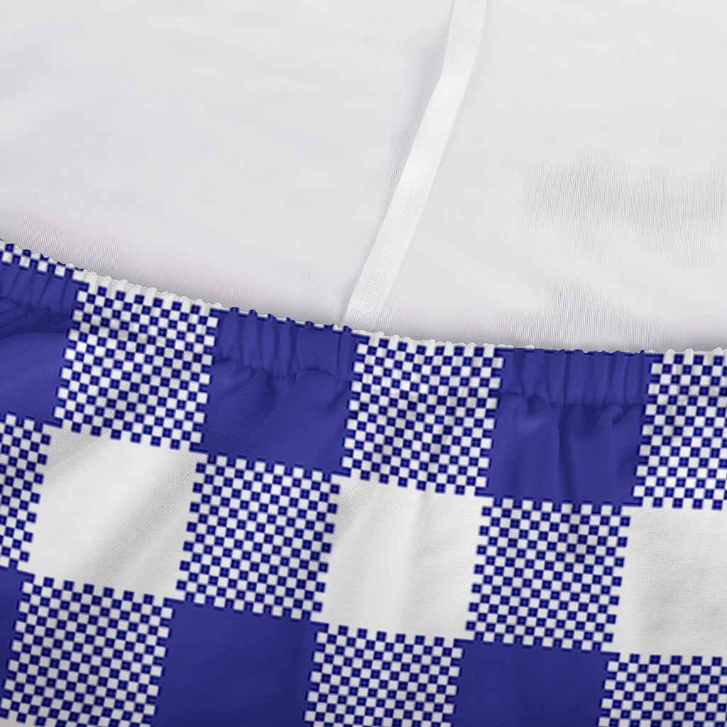 Indigo Blue And White Gingham Print Sofa Cover