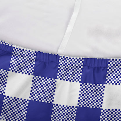 Indigo Blue And White Gingham Print Sofa Cover