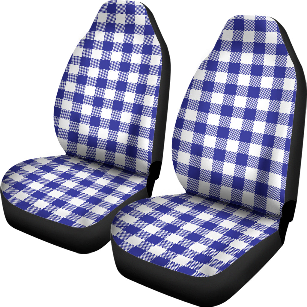 Indigo Blue And White Gingham Print Universal Fit Car Seat Covers