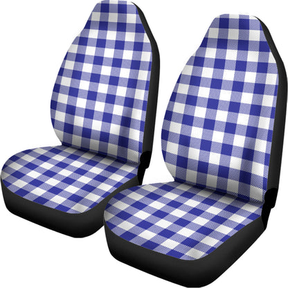 Indigo Blue And White Gingham Print Universal Fit Car Seat Covers