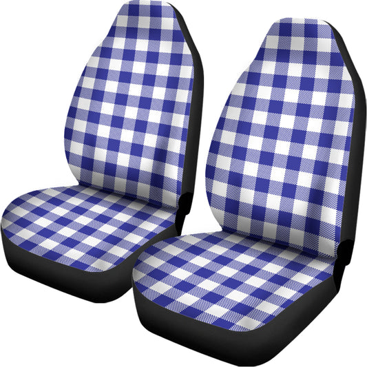 Indigo Blue And White Gingham Print Universal Fit Car Seat Covers