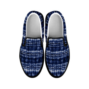 Indigo Dye Shibori Print Black Slip On Shoes