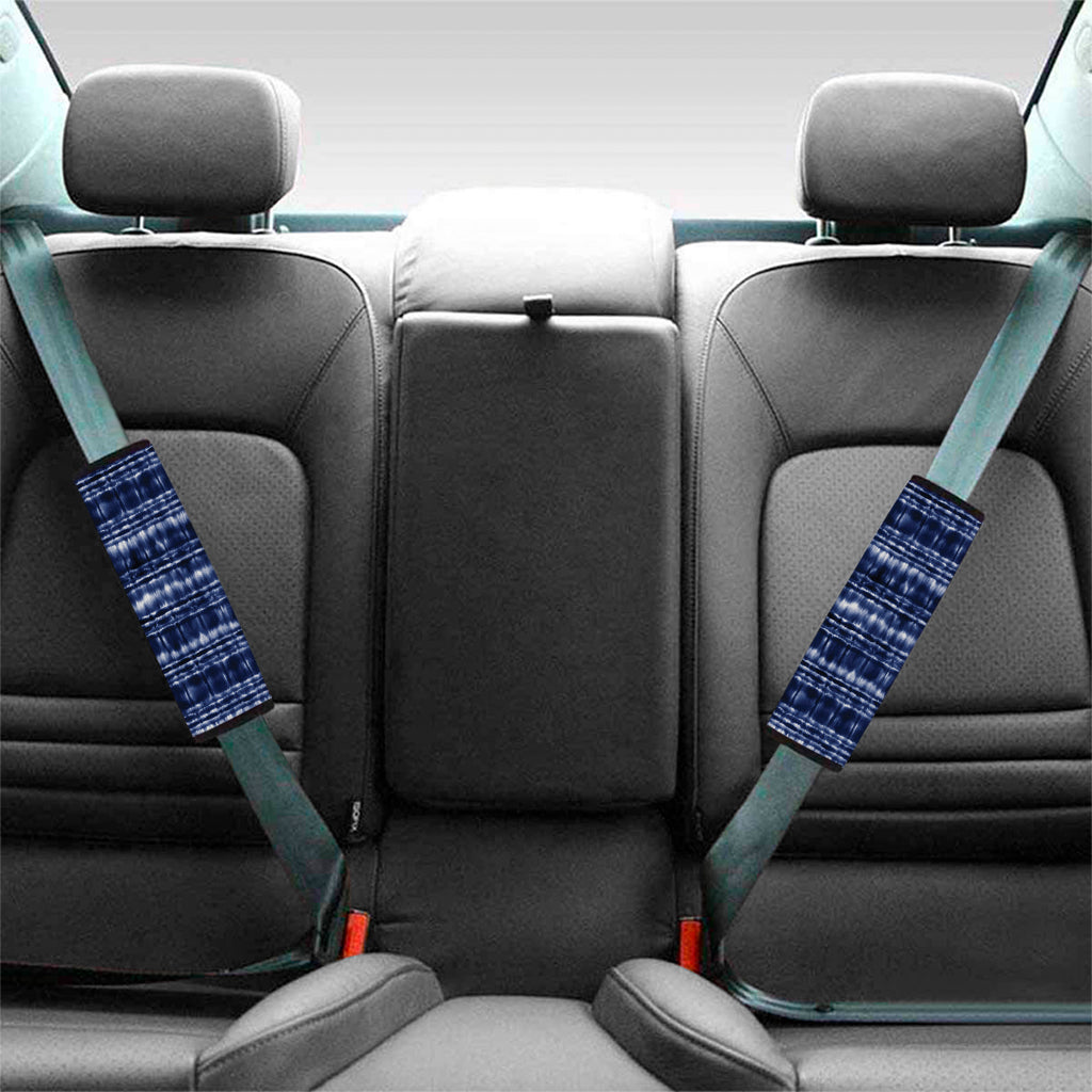 Indigo Dye Shibori Print Car Seat Belt Covers