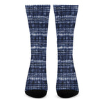 Indigo Dye Shibori Print Crew Socks
