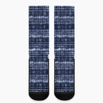 Indigo Dye Shibori Print Crew Socks