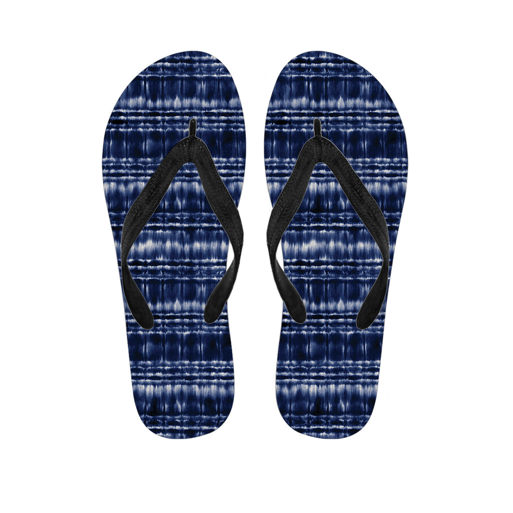 Indigo Dye Shibori Print Flip Flops