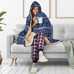 Indigo Dye Shibori Print Hooded Blanket