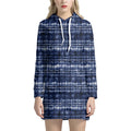 Indigo Dye Shibori Print Pullover Hoodie Dress