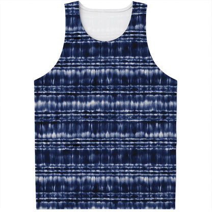 Indigo Dye Shibori Print Men's Tank Top