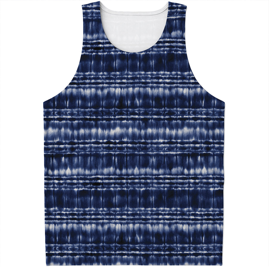 Indigo Dye Shibori Print Men's Tank Top