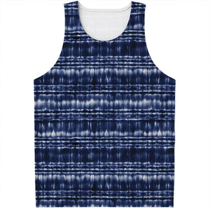 Indigo Dye Shibori Print Men's Tank Top