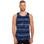 Indigo Dye Shibori Print Men's Tank Top