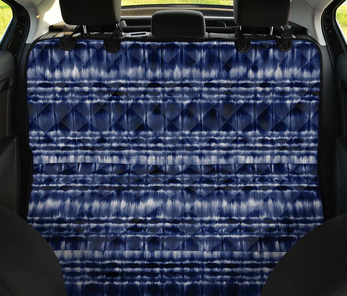 Indigo Dye Shibori Print Pet Car Back Seat Cover