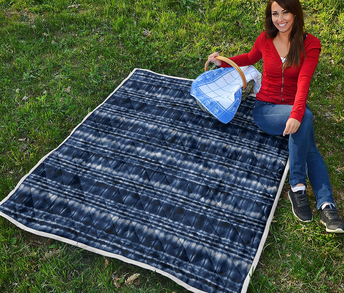 Indigo Dye Shibori Print Quilt