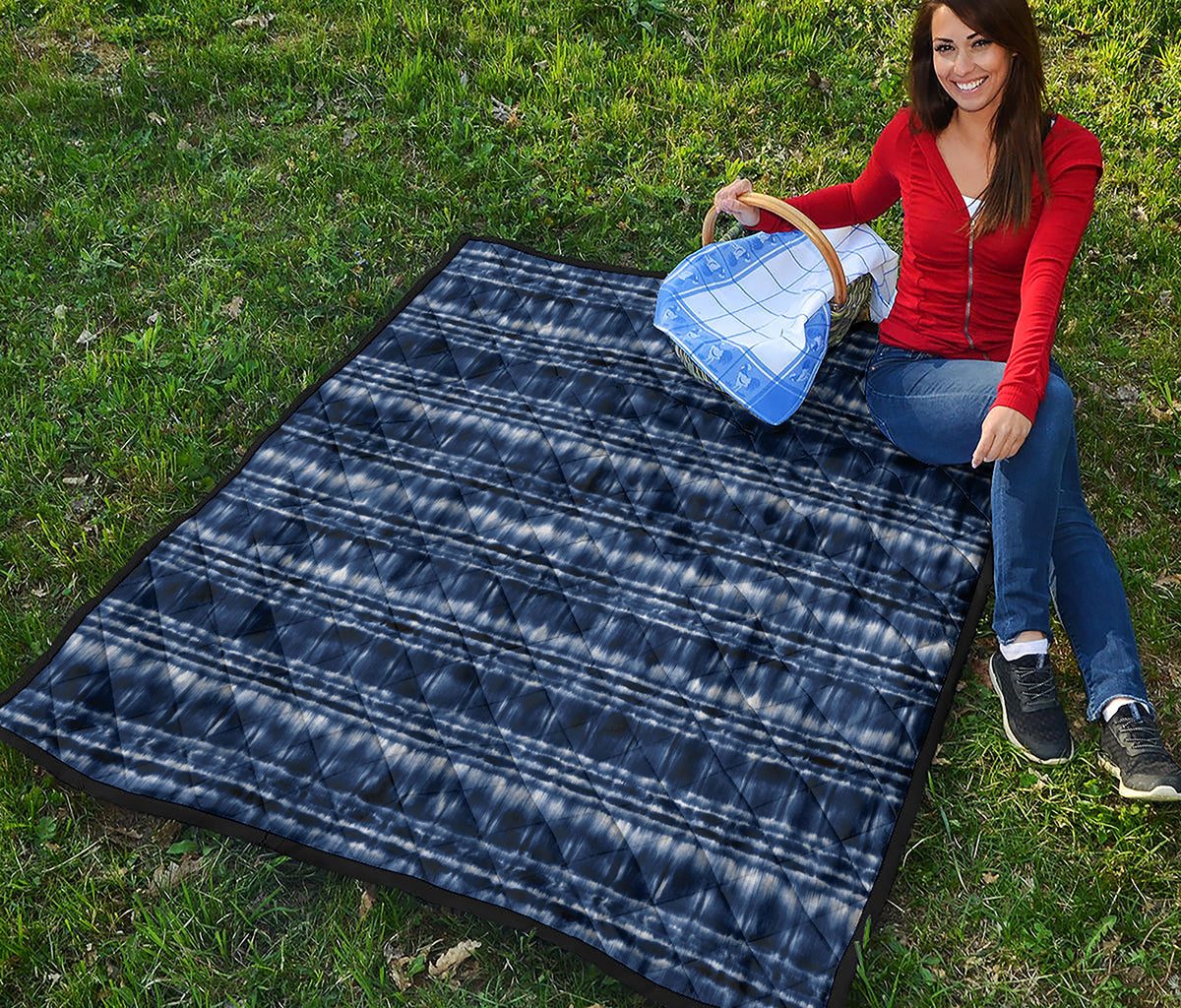 Indigo Dye Shibori Print Quilt