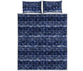 Indigo Dye Shibori Print Quilt Bed Set